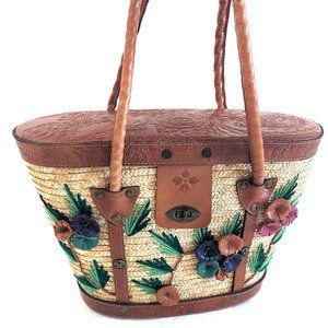 Patricia Nash Brown and Tan Floral Shoulder Bag